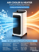 Ventilateur rafraîchisseur d'air évaporatif 5-en-1 direct, détachable, avec écran LED, contrôle tactile, chauffage PTC, 6L
