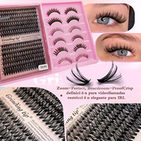 Faux cils en grappe 30D 40D à auto-greffe, style européen, avec kit colle et dissolvant double tête