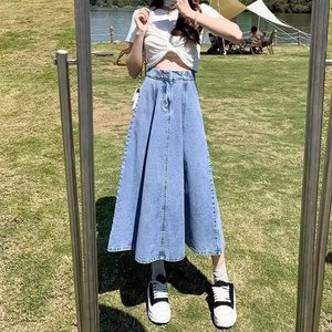 2026 Women Lady A-<b>line</b> Denim Midi Skirt <b>Jeans</b> Dress New Fashion Loose Waist Large Size Casual <b>Jeans</b> Skirt - Product Image 6