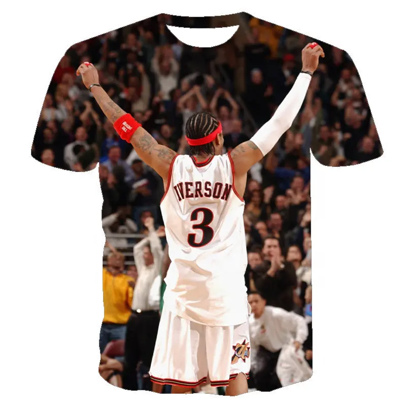 American Basketball Superstar Allen Iverson Full Body Print T-Shirt 3D Printed Men's No. 3 All-Star MVP T-Shirt