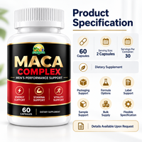 Capsules de Maca et de Ginseng Naturelles avec Formule Herbal Équilibrée pour la Gestion de l'Énergie Masculine Adulte et le Soutien de la Vitalité Physique