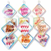 Faux ongles à presser French Ombre Amande, dégradé rose et blanc brillant, conçus sur mesure pour la mode et la vente en gros aux salons