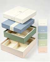 Boîte cadeau en carton gris épaissi, écologique et réutilisable, avec couvercle intérieur en grille et joint décoratif pour l'emballage