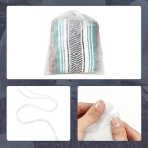 Sac à poussière, sac de voyage, sac de rangement pour chaussures, organisateur de sac à main, en tissu non tissé respirant, avec cordon de serrage, pour chaussures et bottes, blanc - Product Image 2