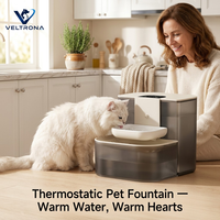 Fontaine à eau intelligente pour animaux de compagnie 3L grande capacité, chauffage sans fil à température constante, séparation eau propre/sale, auto-nettoyage pour chats et chiens