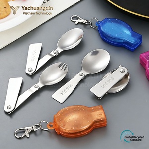 Vaisselle portable pliante en acier inoxydable 304 pour pique-niques en plein air, camping, tourisme, cuillère pliante rotative portable, mini cuillère - Product Image 5