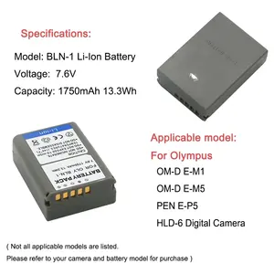Batterie numérique PS-BLN1 BLN-1 pour <span class=keywords><strong>Olympus</strong></span> OM-D E-M1 OM-D E-M5 <span class=keywords><strong>PEN</strong></span> E-P5 HLD-6 série de caméras <span class=keywords><strong>PEN</strong></span>-F - Product Image 4