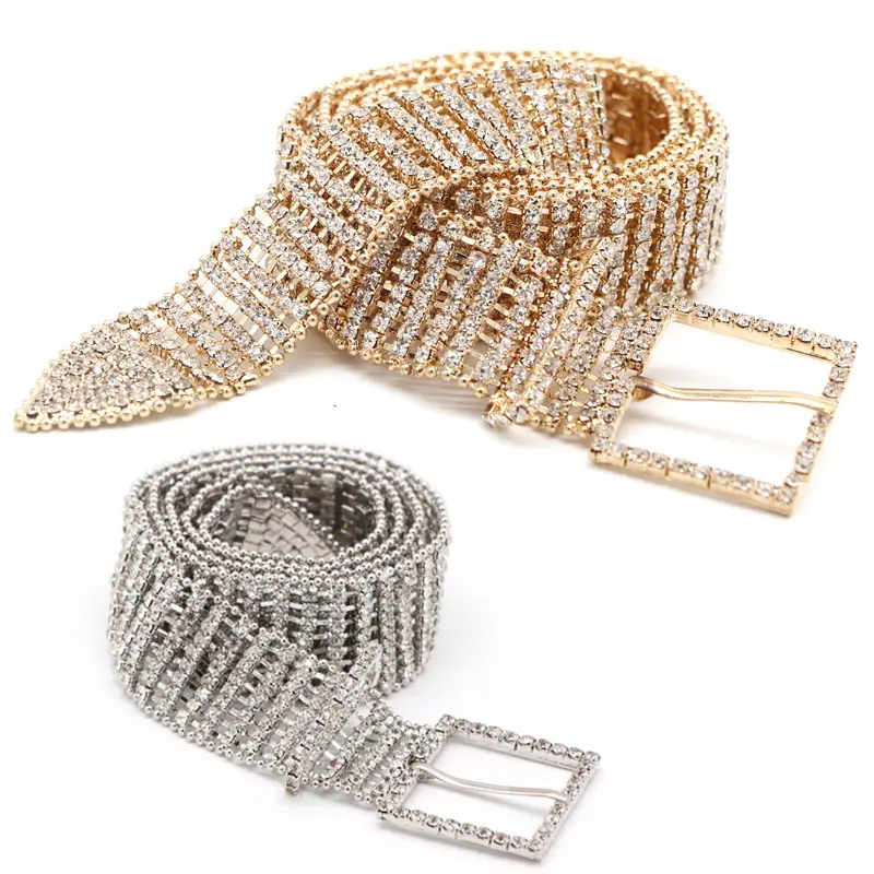 Free sample silver and gold women rhinestone belt for prom dress