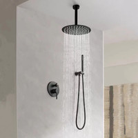 Ensemble de pommeau de douche rond pour salle de bain; Robinet de douche en cuivre et acier inoxydable.