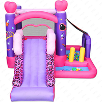 6 en 1 rose princesse gonflable videur grand ballon fosse basket-ball cerceau PVC saut toboggan pour enfants jardin centre commercial fêtes