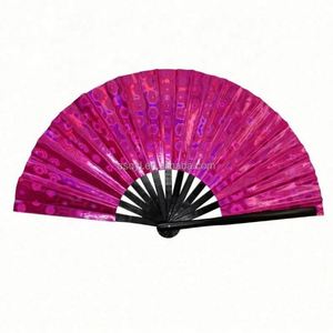 Folding Hand <b>Fan</b> for Rave UV Glow <b>Large</b> Bamboo <b>Fan</b> for Women and Men Clack <b>Fan</b> for Party Music Festivals and Decoration - Product Image 6