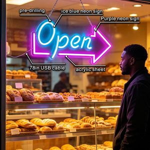 Open Letreros Neon LED indoor hanging ambient light shop <b>sign</b> wall decoration light entrance indicator light luminous <b>sign</b> 5V12V - Product Image 2