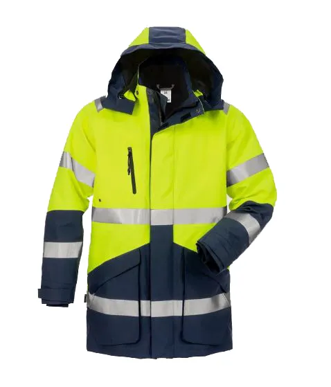 Hochs ichtbare fluor zierende Polyester-Twill-Sicherheit Reflektierende Regen jacke Cops Uniform EN ISO 20471 ANSI 107 CSA Z96