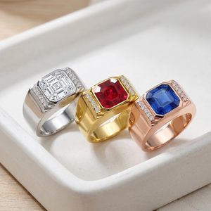 Anillos de Compromiso de Oro Sólido de 10K, 14K y 18K para Hombre con Piedras Preciosas, Anillo de Aniversario de Bodas con Gema de Corte Asscher Cuadrado de 2-5CT en Oro Real - Product Image 5