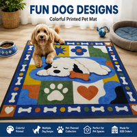 Tapis pour animaux de compagnie lavable à imprimé animal chien de dessin animé, tapis en peluche touffeté avec dos antidérapant en caoutchouc, décoration intérieure, vente en gros, approvisionnement en vrac