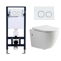 WC mural moderne en céramique sans bride avec chasse d'eau, cuvette suspendue, siphon en P, gain de place pour salle de bain avec siège à fermeture douce