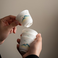 Graisse de mouton Jade bleu et blanc porcelaine peinte à la main en céramique hôte tasse unique tasse de dégustation de thé Kung Fu service à thé tasse unique de thé