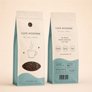 Sacchetto per Caffè in Grani con Finestra Semicircolare e Valvola, Antiumidità, in Mylar, Color Crema <span class=keywords><strong>Teal</strong></span> e Rosa Antico, da 250g, 500g, 1kg - Product Image 4