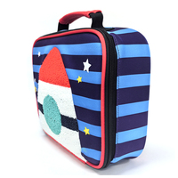 Sac à déjeuner isotherme pour enfants, motif fusée, broderie 3D, sac isotherme portable pour l'école, sac fourre-tout pour garçons