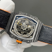 Montre mécanique de luxe pour homme, ultra-fine 7,8 mm, en fibre de carbone noire personnalisée, 67-02, automatique, Noël