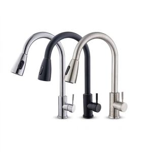 <span class=keywords><strong>Robinet</strong></span> de cuisine moderne rotatif avec douchette extractible flexible en acier inoxydable, eau chaude et froide - Product Image 1