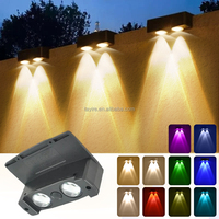 Lampe Solaire de Jardin LED RVB Étanche IP65, Poteau Lumineux Solaire d'Extérieur pour Marches, Clôture, Cour, Piscine, Escaliers, Patio et Murs Extérieurs