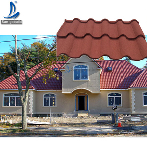 Toiture en acier de style <span class=keywords><strong>espagnol</strong></span> résistante aux tremblements de terre du Japon, ignifuge, structure légère, panneaux de toiture en acier revêtus de pierre - Product Image 2