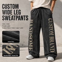 Pantalon de survêtement homme en molleton bouclette coupe large, effet délavé, taille à cordon, imprimé sérigraphié, style streetwear décontracté, marque privée