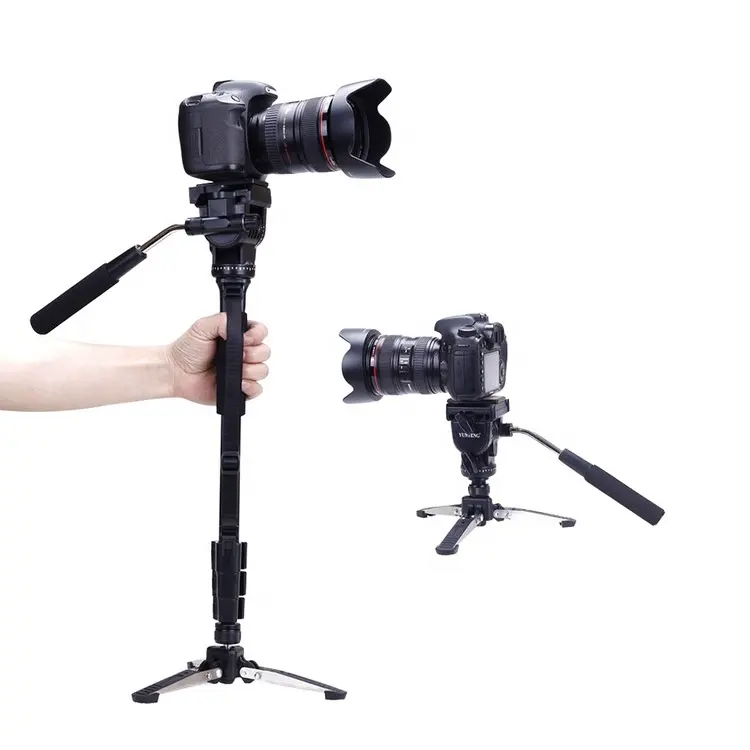 Yunteng 288 Photography Camera Tripod Monopod with Fluid Pan Head Quick Release Plate