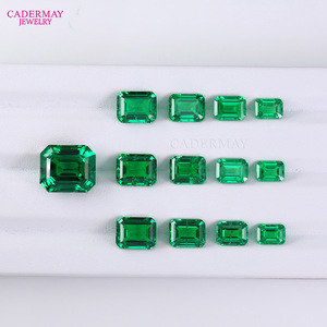 Tsavorite Garnet Rectangular Loose Stone Emerald Green Lab Created For Jewelry Making - Product Image 1