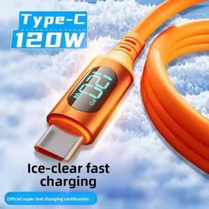 120 Wát hiển thị kỹ thuật số siêu nhanh sạc <span class=keywords><strong>Type</strong></span>-C Cáp dữ liệu phổ <span class=keywords><strong>USB</strong></span> sạc cho điện thoại di động máy ảnh OPPO thiết bị - Product Image 4
