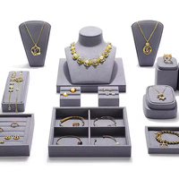 DIGu or bijoux présentoir ensemble gris velours Base boucles d'oreilles titulaire élégant bijoux accessoires pour bijoux affichage compteur