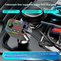 Chargeur de voiture à charge rapide L4, lecteur MP3, câble rétractable, émetteur FM