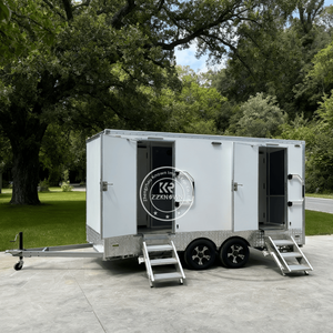 Remorque de toilettes mobiles portables ZZKNOWN pour la location en plein air | Remorque de salle de bain de luxe avec disposition séparée pour hommes et femmes - Product Image 1