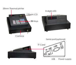 Caja Registradora Electrónica con Cajón <span class=keywords><strong>para</strong></span> Efectivo, <span class=keywords><strong>Sistema</strong></span> POS Económico ECR600 - Product Image 2