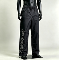 Pantalon décontracté évasé anti-boulochage pour homme, taille élastique, en tissu peigné 220 grammes, coupe ample, délavé à l'acide, léger et infroissable