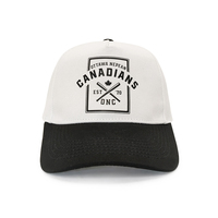 Op maat gemaakte logo bedrukking 5-panel baseball caps 100% katoen ademend waterdicht enkelvoudige gespsluiting wit/zwarte klep unisex