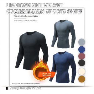 Lightweight Velvet Slim Fit Solid Basketball Football Training Sportswear <b>Compression</b> <b>Shirt</b> Premium Make Your Own Active Tops - Product Image 2