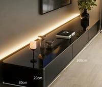 Mueble de TV Moderno de Piedra Negra de Alta Gama para Sala de Estar, Hotel, Apartamentos Pequeños - Diseño Ecológico, Vertical y Estrecho
