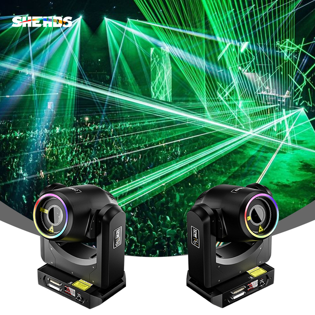 Shehds New 12W Moving Head Laser Light with Ring Laser Bar RGB Full Color Laser Show Animation Lights for Night Club