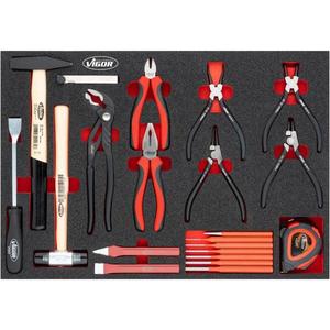 VIGOR - V5637N Jeu de pinces, marteau et burin-EAN 4047728078771 AUTRES JEUX D'OUTILS - Product Image 1