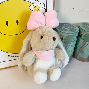 Peluche de Conejo Súper Suave de Algodón PP, Juguete de Peluche Realista, con Lazo, Blanco/Amarillo/Rosa/Marrón, para Adolescentes y Adultos - Product Image 3