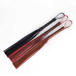 Genuine <b>Leather</b> Retro Woven Whip Black SM Spanking <b>Tool</b> Adult Stimulation Bondage Gear - Product Image 4