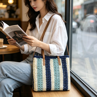 Sac à main de luxe pour femme en papier tissé artisanal, imperméable, avec deux sangles, portable, mode décontractée, sac à bandoulière, personnalisable en usine