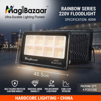 Projecteur de sécurité ultra-mince 400W SMD avec détecteur de mouvement PIR, étanche IP65 pour extérieur, éclairage de jardin LED 400 Watts
