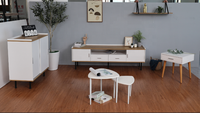 Ensemble table basse et meuble TV convertible moderne personnalisé, panneau en bois avec plateau en placage mélaminé MDF
