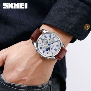 Montre à quartz pour homme 9260, style tendance business, cuir, mouvement à quartz, 45 mm, multifonctionnelle, phase lunaire, <span class=keywords><strong>calendrier</strong></span>, étanche - Product Image 5