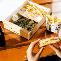 Boîte à emporter écologique personnalisée pour crêpes, pâtisseries, sushis, biscuits, frites, avec compartiment pour sauce