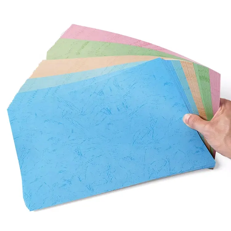 Papel de mármol en relieve FOSKA, 100 hojas, papel suave de colores, cubierta frontal y trasera A4 para Carpeta de presentación, carpeta de archivos