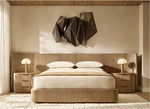 RH Wooden CurvedFront <strong>Bedside</strong> <strong>Table</strong> with 3 Drawers Vertical Grain Nightstand Modern Bedroom Storage Cabinet with <strong>Compact</strong> Drawers - Product Image 6